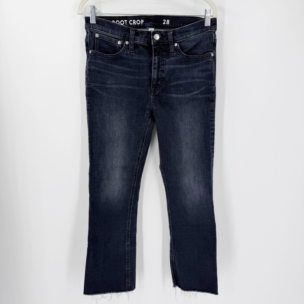 J.CREW Demi Boot Crop Jeans Gray Black 28 Stretchy Fray Raw Hem